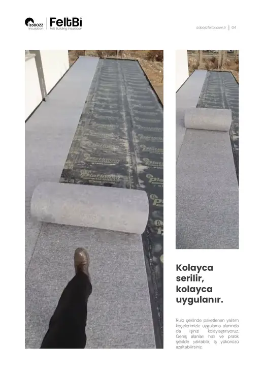 Kolayca serilir, kolayca uygulanır. — Ahşap Çatı Keçe Isı Yalıtım Şiltesi