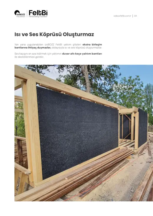 Isı ve Ses Köprüsü Oluşturmaz — Ahşap Yapı Keçe Isı ve Ses Yalıtım Şiltesi