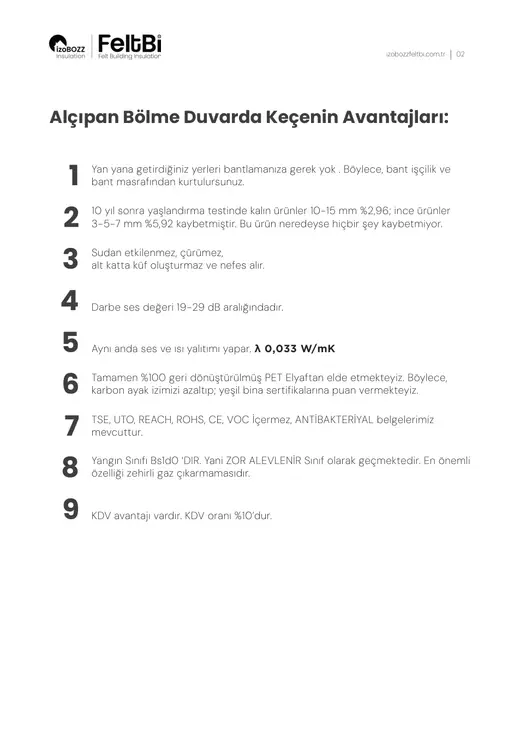 Alçıpan Bölme Duvarda Keçenin Avantajları: — Alçıpan Bölme Duvar Keçe Ses Yalıtım Şiltesi