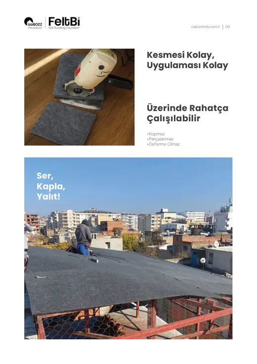 Ser, Kapla, Yalıt! Kesmesi Kolay, Uygulaması Kolay Üzerinde Rahatça Çalışılabilir — Çelik Çatı Keçe Isı Yalıtım Şiltesi