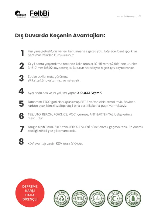 Dış Duvarda Keçenin Avantajları: — Dış Duvar Keçe Isı Yalıtım Şiltesi