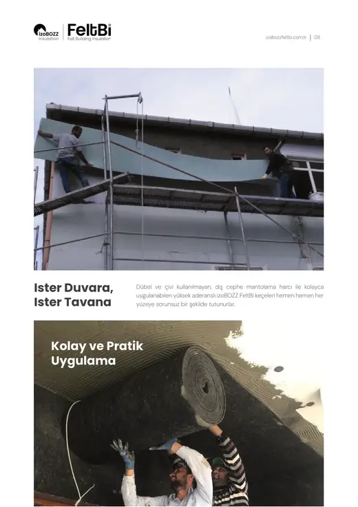 Ister Duvara, Ister Tavana Kolay ve Pratik Uygulama — Dış Duvar Keçe Isı Yalıtım Şiltesi