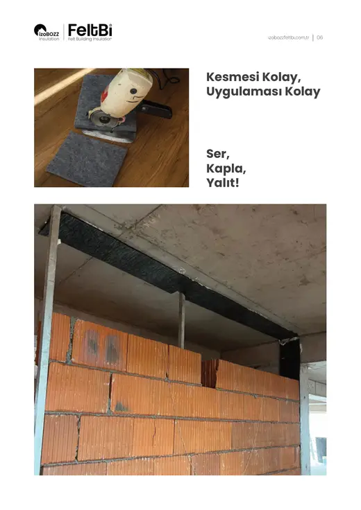 Ser, Kapla, Yalıt! Kesmesi Kolay, Uygulaması Kolay — Duvar Altı Keçe Ses Yalıtım Bandı