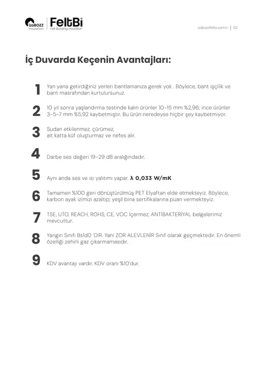 İç Duvarda Keçenin Avantajları: — İç Duvar Keçe Isı ve Ses Yalıtım Şiltesi