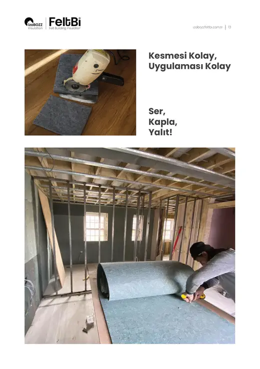 Ser, Kapla, Yalıt! Kesmesi Kolay, Uygulaması Kolay — İç Duvar Keçe Isı ve Ses Yalıtım Şiltesi