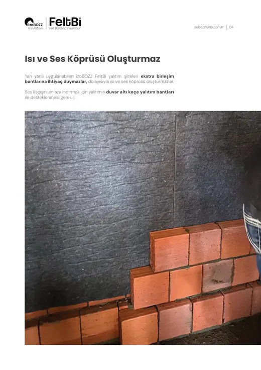 Isı ve Ses Köprüsü Oluşturmaz — İki Duvar Arası Keçe Ses Yalıtım Şiltesi