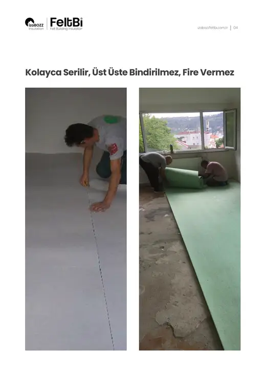 Kolayca Serilir, Üst Üste Bindirilmez, Fire Vermez — Parke Altı Keçe Isı ve Ses Yalıtım Şiltesi