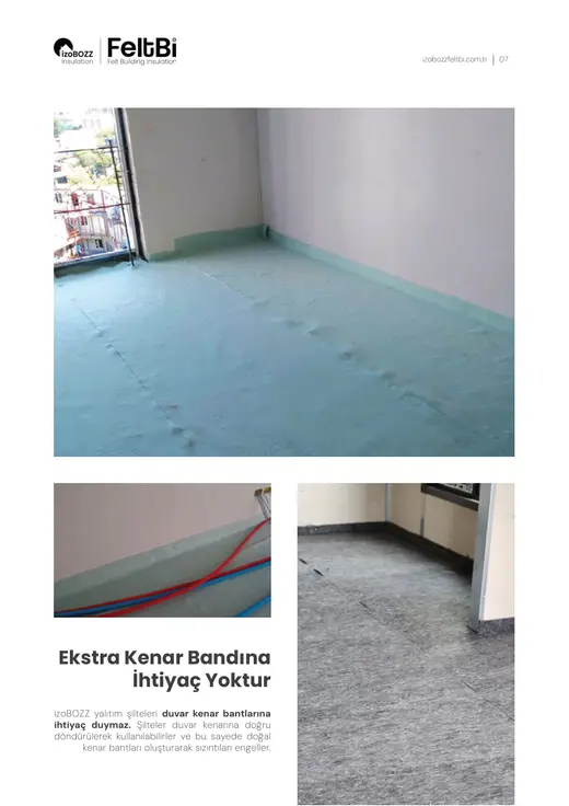 Ekstra Kenar Bandına İhtiyaç Yoktur — Şap Altı Keçe Isı ve Ses Yalıtım Şiltesi