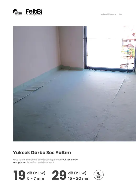 Yüksek Darbe Ses Yaltım — Şap Altı Keçe Isı ve Ses Yalıtım Şiltesi