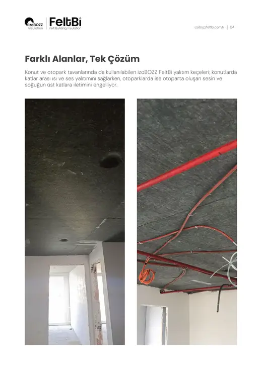 Farklı Alanlar, Tek Çözüm — Tavan Keçe Isı ve Ses Yalıtım Şiltesi