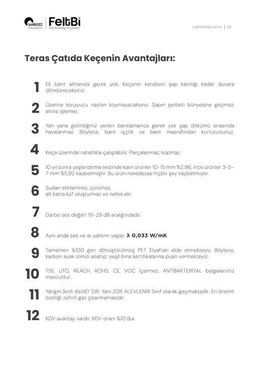 Teras Çatıda Keçenin Avantajları: — Teras Çatı Keçe Isı Yalıtım Şiltesi