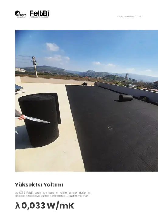λ  0,033 W/mK — Teras Çatı Keçe Isı Yalıtım Şiltesi