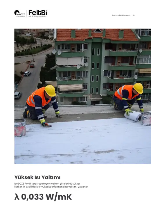 λ  0,033 W/mK — Beton Çatı Keçe Isı Yalıtım Şiltesi