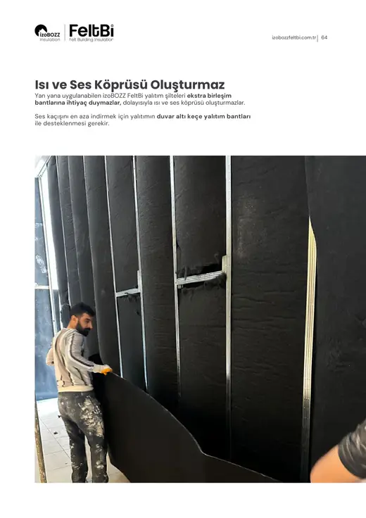 Isı ve Ses Köprüsü Oluşturmaz — Alçıpan Bölme Duvar Keçe Ses Yalıtım Şiltesi