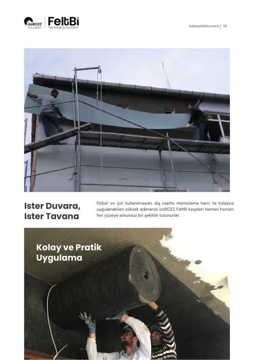 Ister Duvara, Ister Tavana Kolay ve Pratik Uygulama — Dış Duvar Keçe Isı Yalıtım Şiltesi