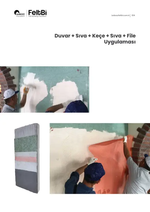 Duvar + Sıva + Keçe + Sıva + File Uygulaması — İç Duvar Keçe Isı ve Ses Yalıtım Şiltesi