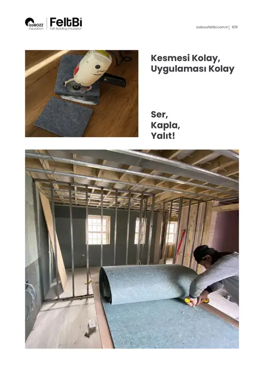 Ser, Kapla, Yalıt! Kesmesi Kolay, Uygulaması Kolay — İç Duvar Keçe Isı ve Ses Yalıtım Şiltesi