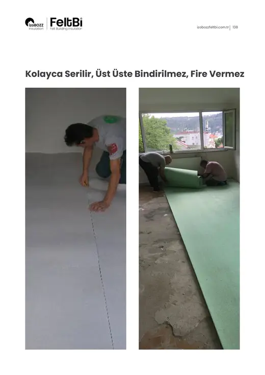 Kolayca Serilir, Üst Üste Bindirilmez, Fire Vermez — Parke Altı Keçe Isı ve Ses Yalıtım Şiltesi